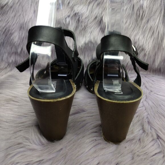 Lane Bryant Strap Chunky Block High Heel Sandal Sz 12 W Wide Width Black Brown - Picture 5 of 10